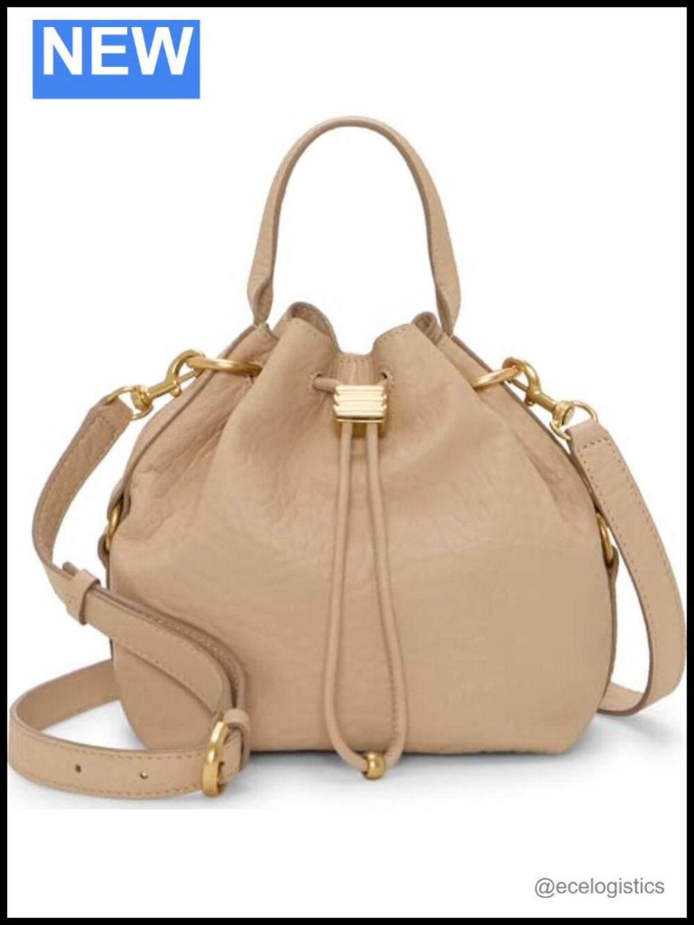 Vince Camuto Leather Bucket Bag with Magnetic Closure